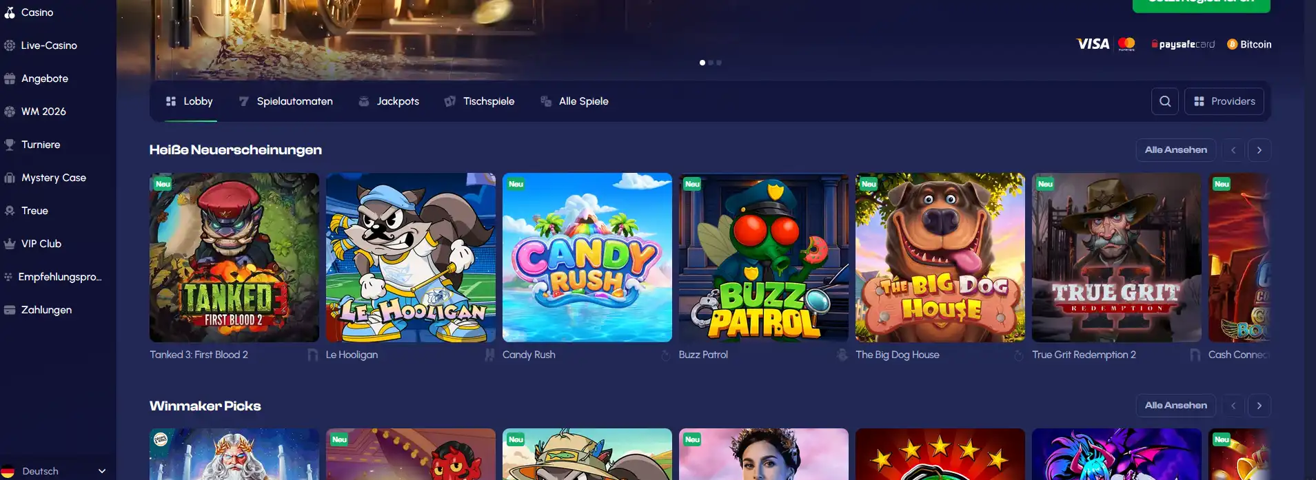 Winmaker Casino Startseite – über 10.000 Spiele von top Anbietern